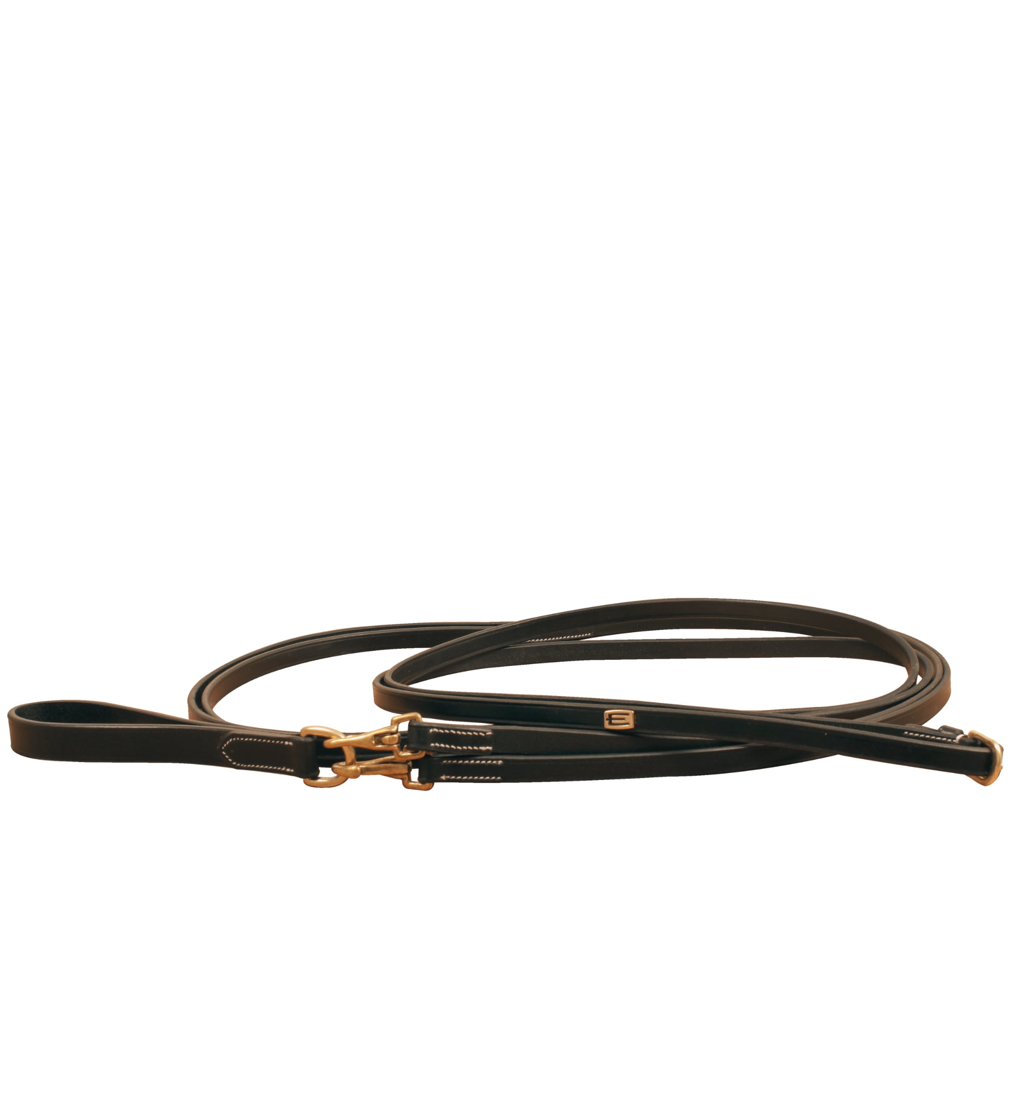 Leather Draw Reins - Black/Brass