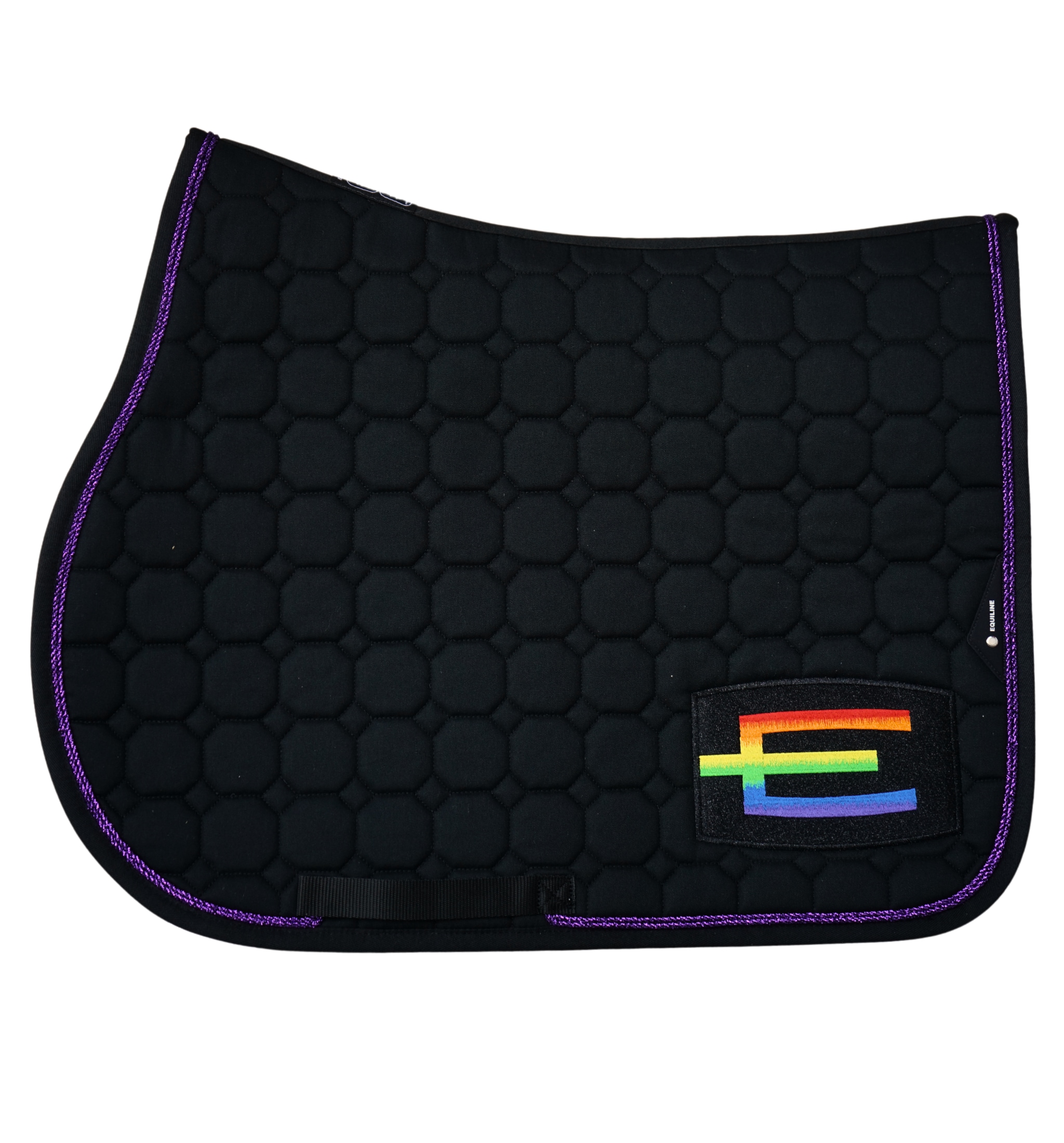 Jumping Saddle Pad Rainbow E-logo - Black/Violet Glitter