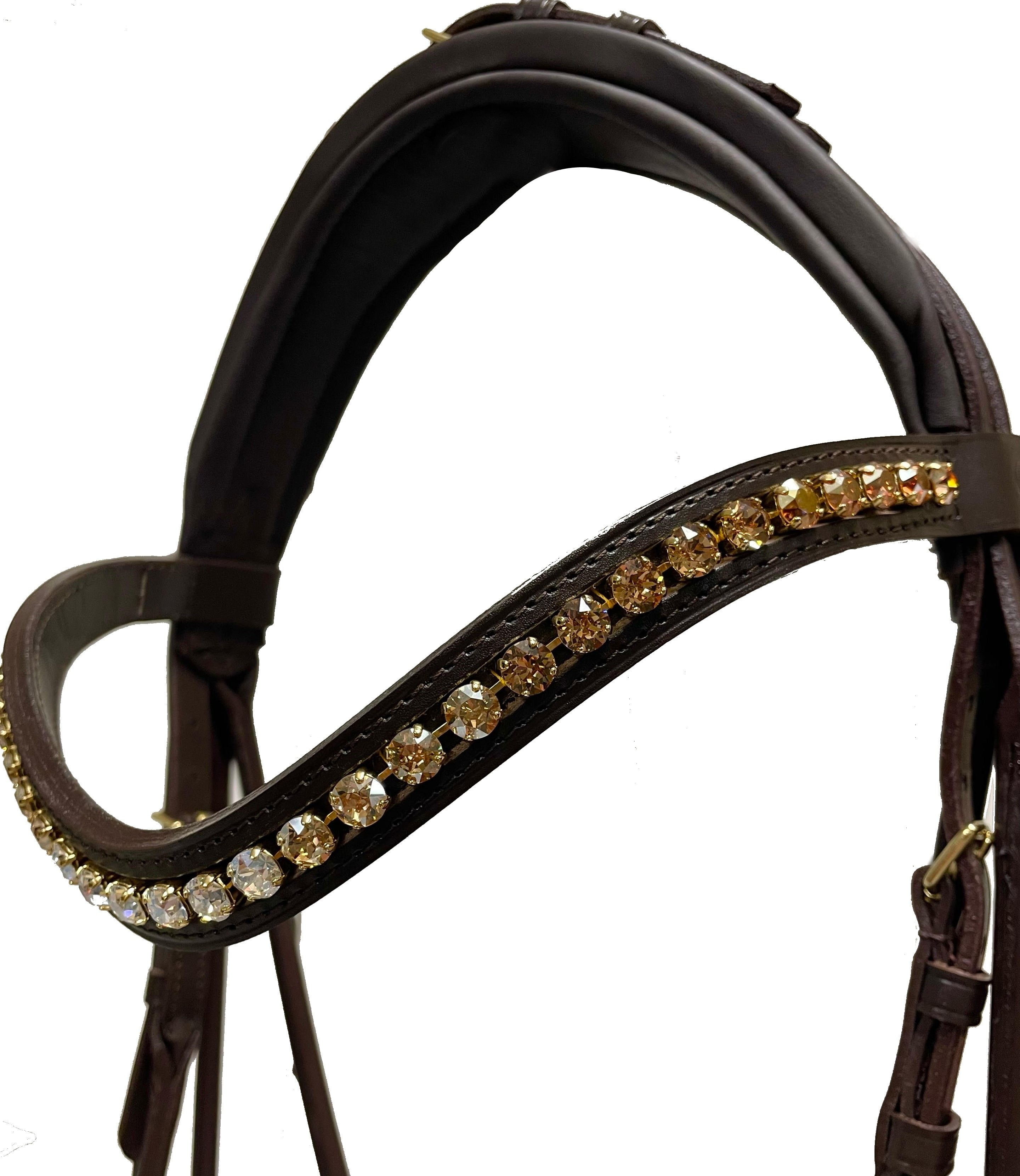 Passier Browband Curved with Big Rhinestones Rose gold/Black