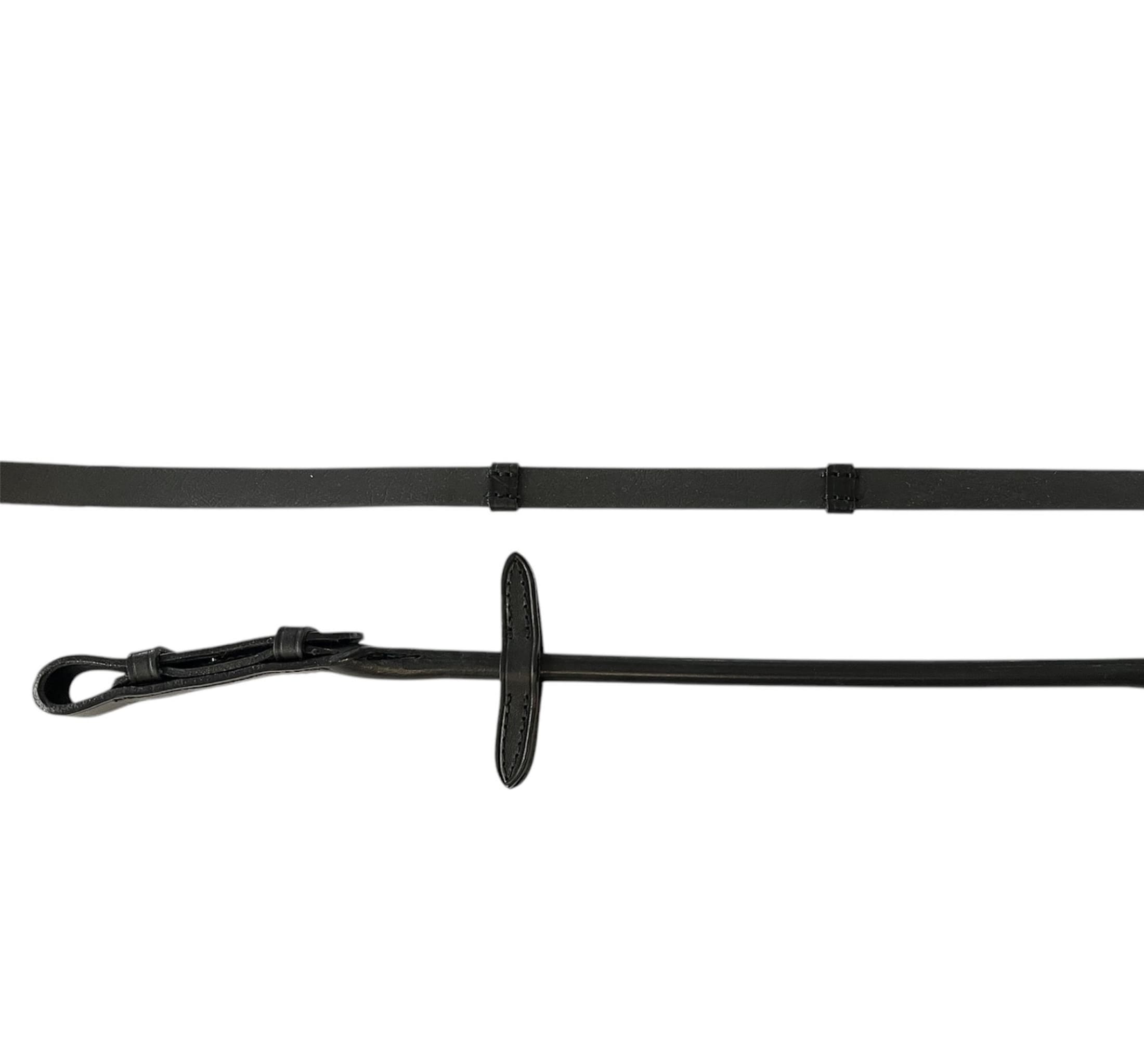 Round Sewn Touch leather reins - Black